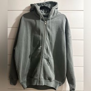 Brandi Melville Christy Hooded Jacket Sage Green One Size Full Zip